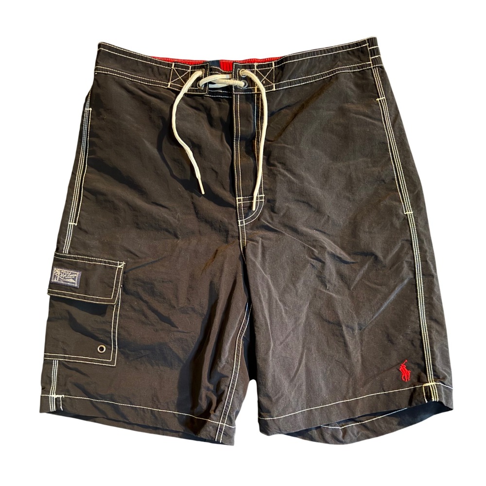 Polo Ralph Lauren Board Shorts Swim Trunks Mens Small Black Cargo Pony Logo